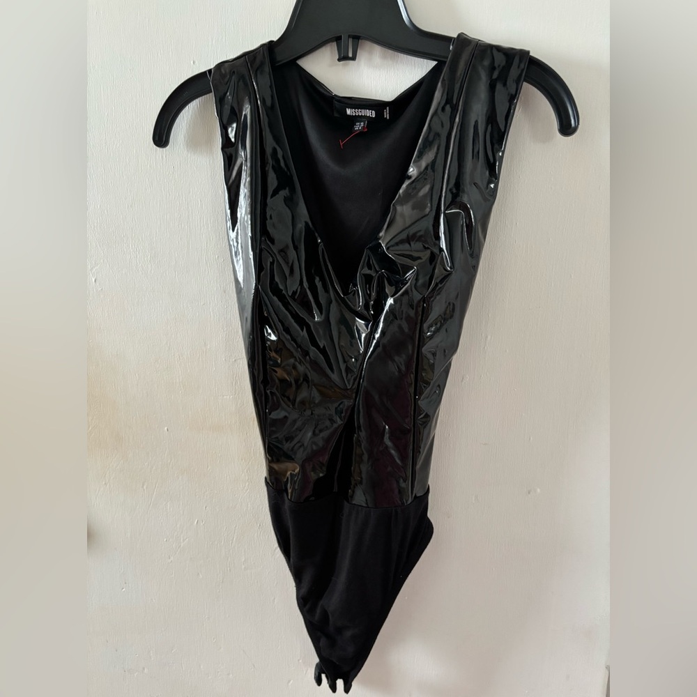 Black Vinyl Bodysuit